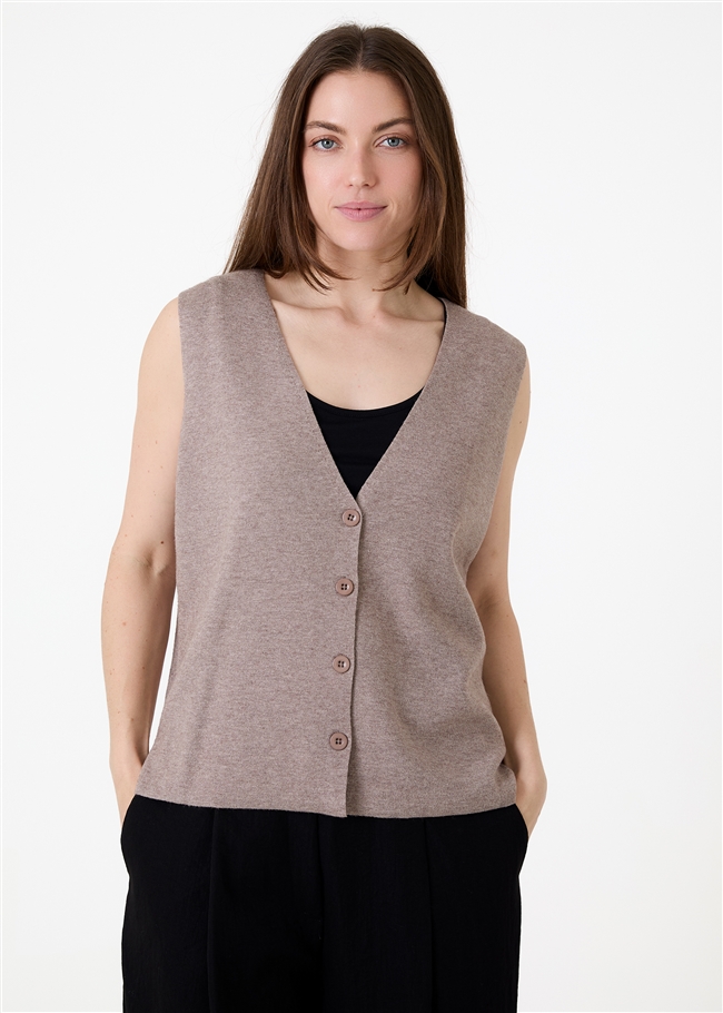 Cashmere Like Button Through Waistcoat