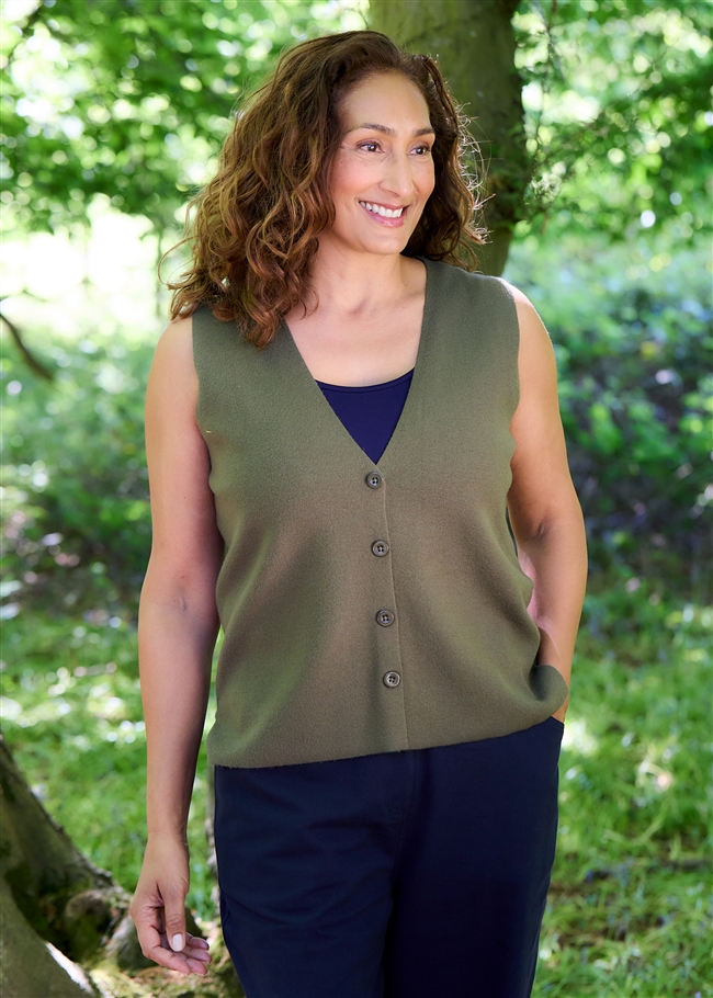 Cashmere Like Button Through Waistcoat
