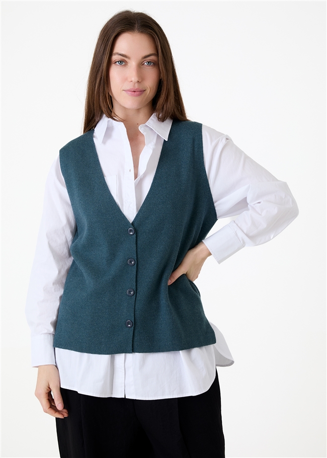 Cashmere Like Button Through Waistcoat