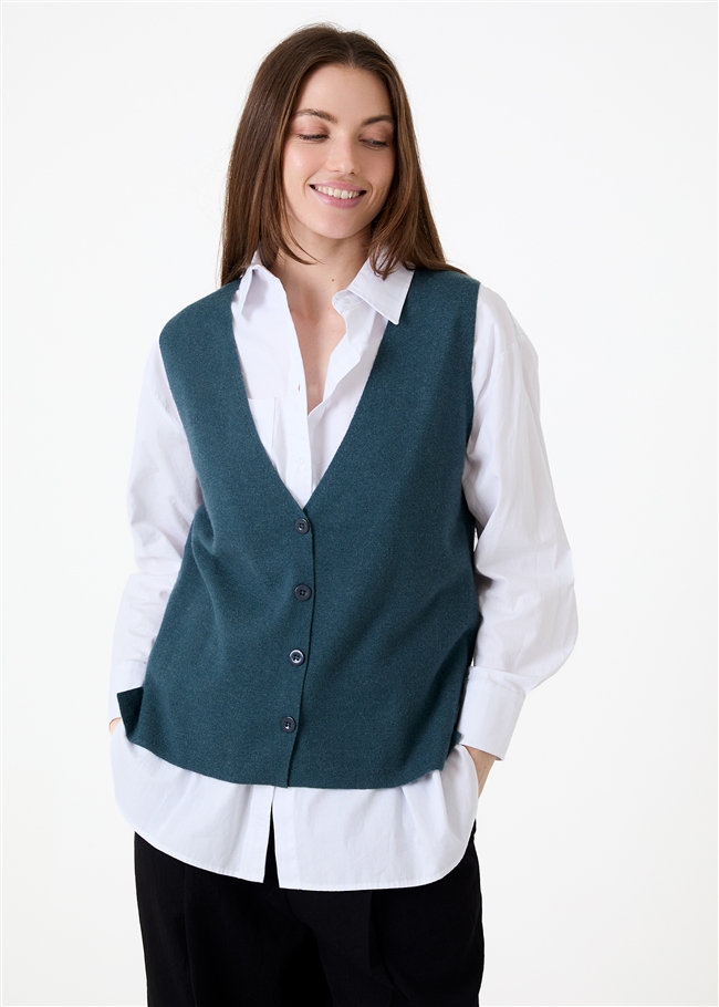 Cashmere Like Button Through Waistcoat