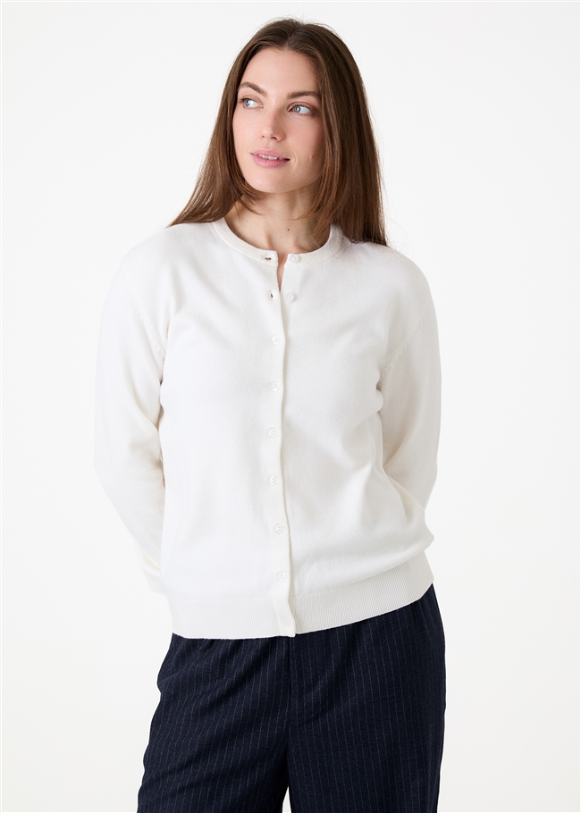 Cashmere Like Crew Neck Crop Cardigan