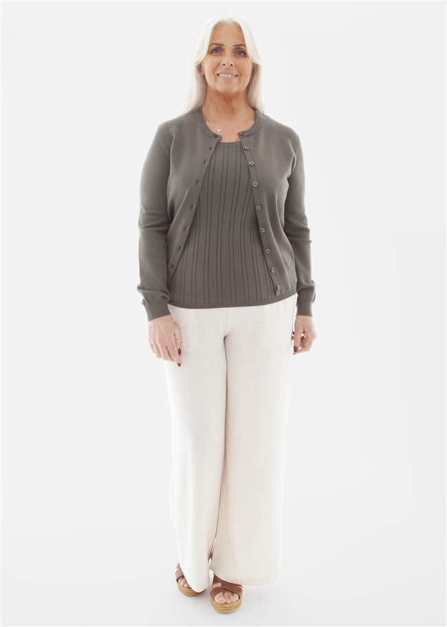 Cashmere Like Crew Neck Crop Cardi