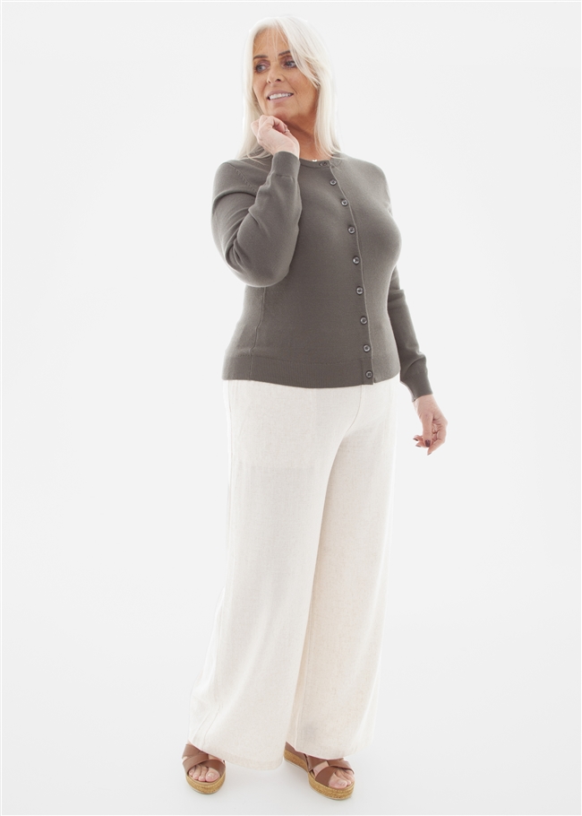 Cashmere Like Crew Neck Crop Cardi