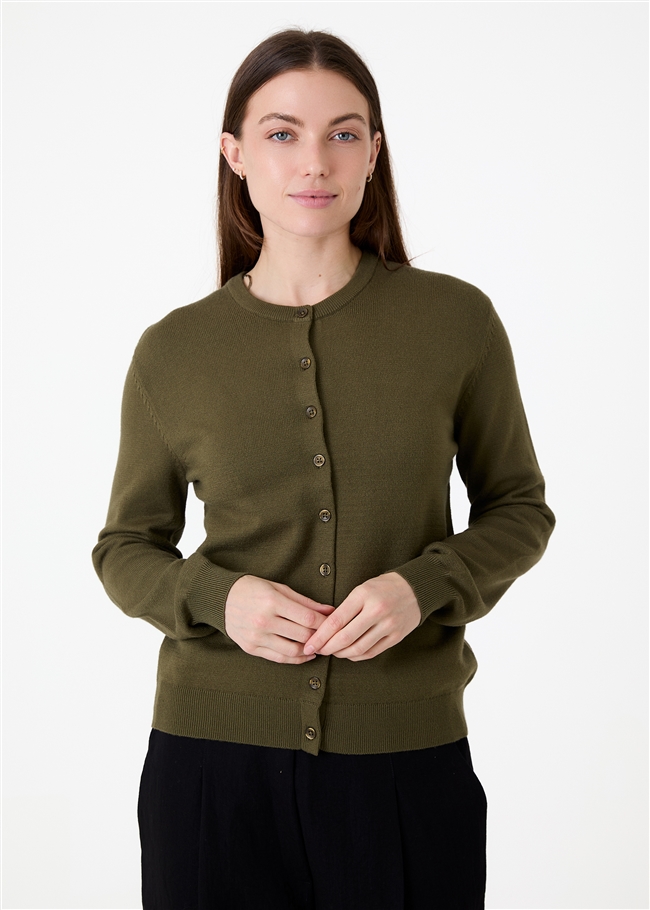 Cashmere Like Crew Neck Crop Cardigan