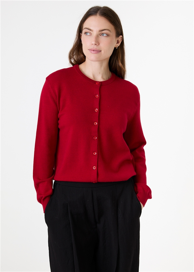 Cashmere Like Crew Neck Crop Cardigan