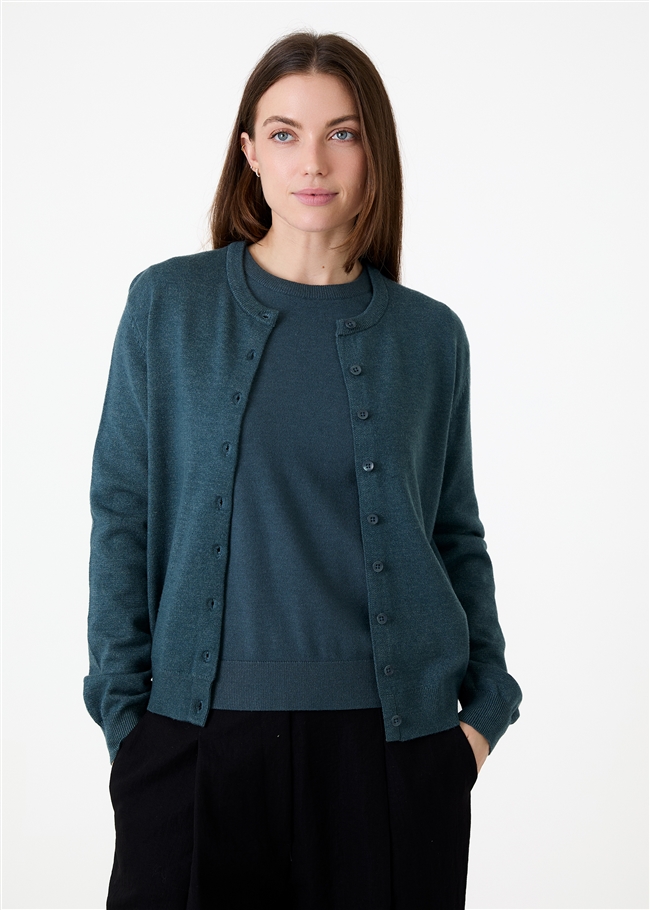 Cashmere Like Crew Neck Crop Cardigan