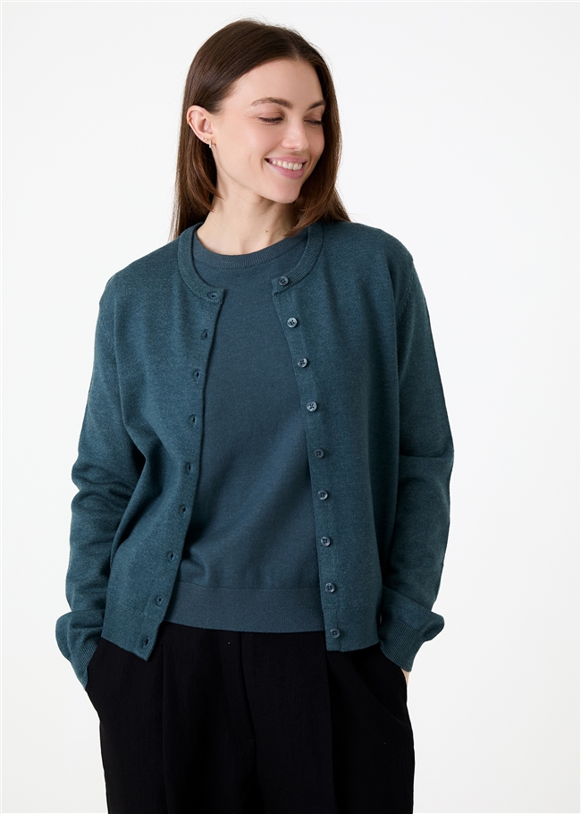 Cashmere Like Crew Neck Crop Cardigan