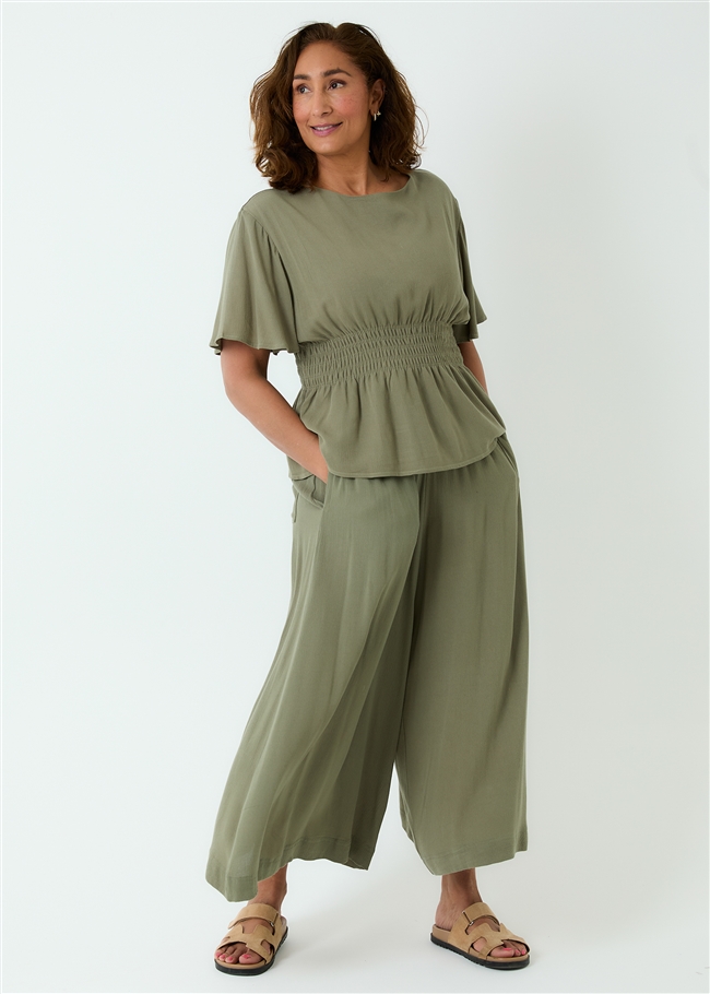 Viscose Crepe Elastic Waist Culottes