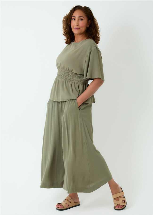 Viscose Crepe Elastic Waist Culottes