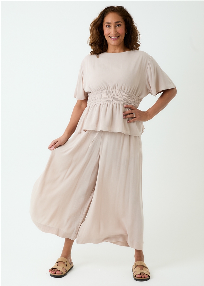 Viscose Crepe Elastic Waist Culottes