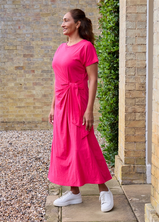 Slub Jersey Knot Front Maxi Dress