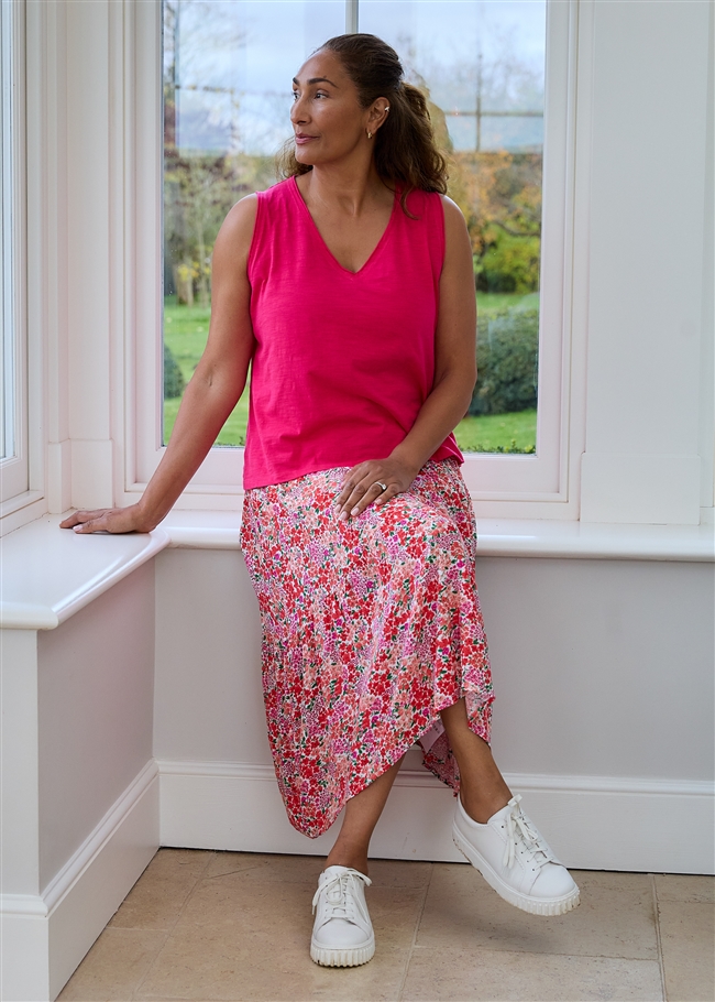 Slub Jersey Raw Edge V-Neck Vest