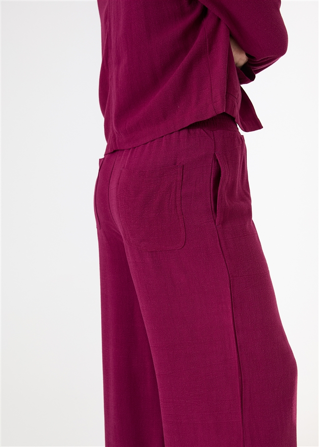 Linen Blend Wide Leg Palazzo Pants