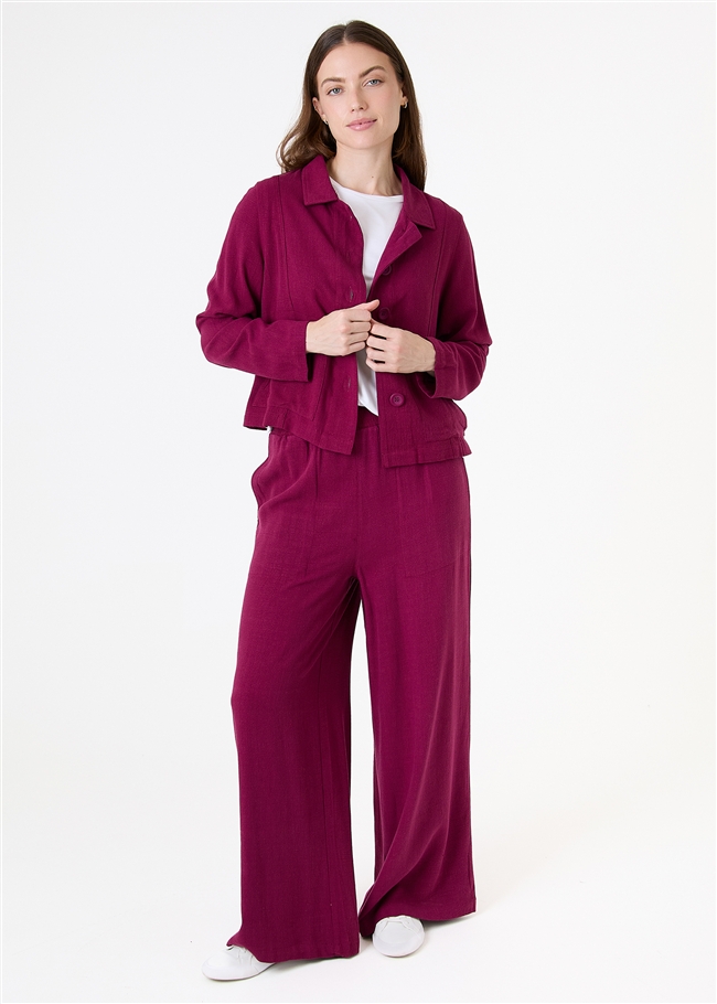 Linen Blend Wide Leg Palazzo Pants