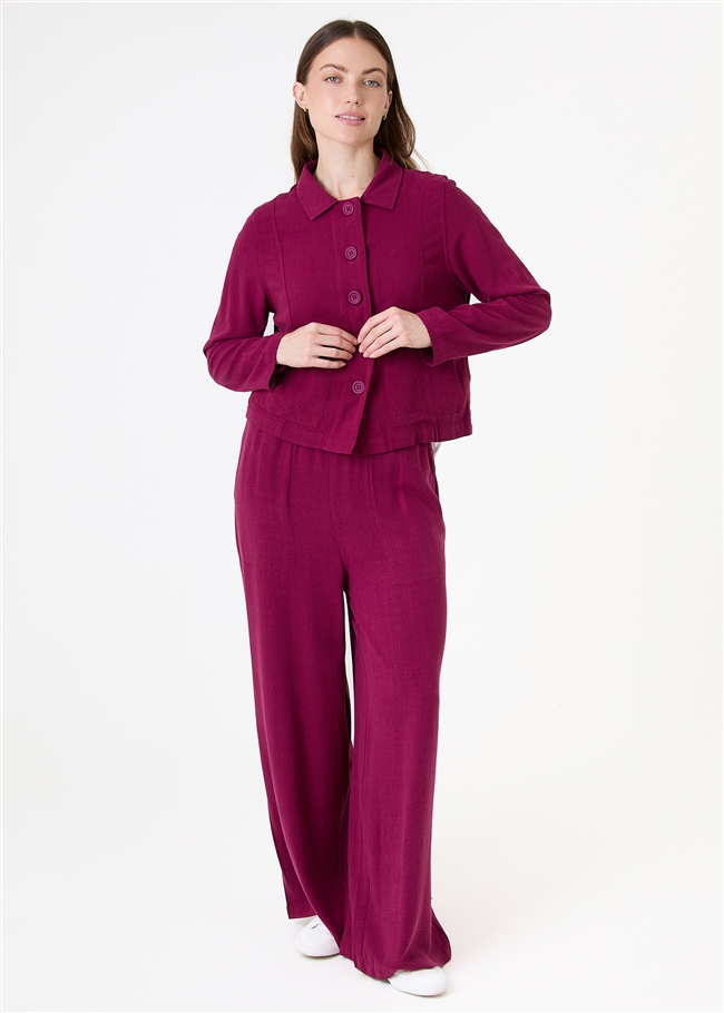 Linen Blend Wide Leg Palazzo Pants