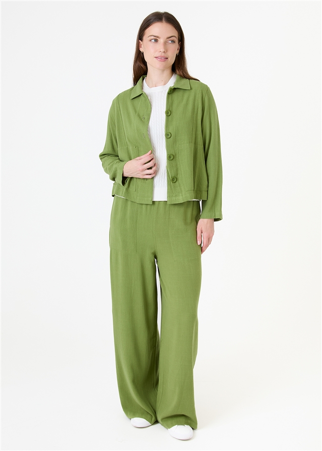 Linen Blend Wide Leg Palazzo Pants