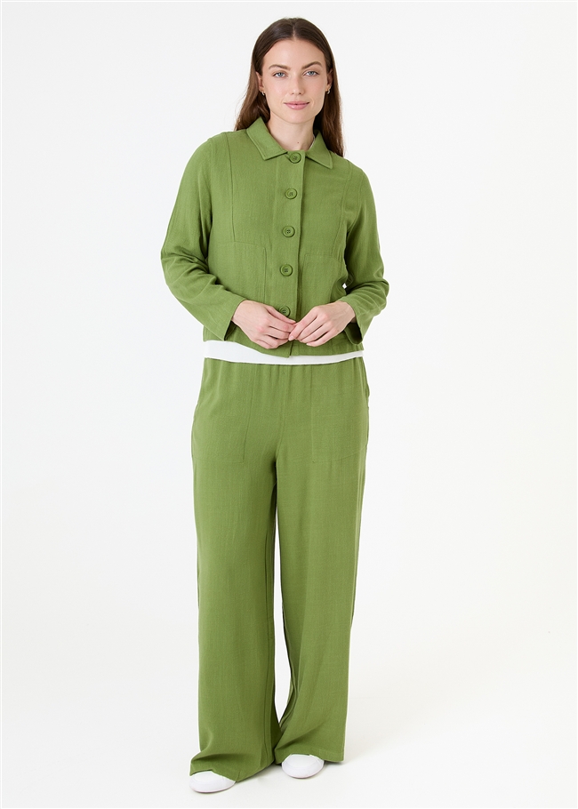 Linen Blend Wide Leg Palazzo Pants