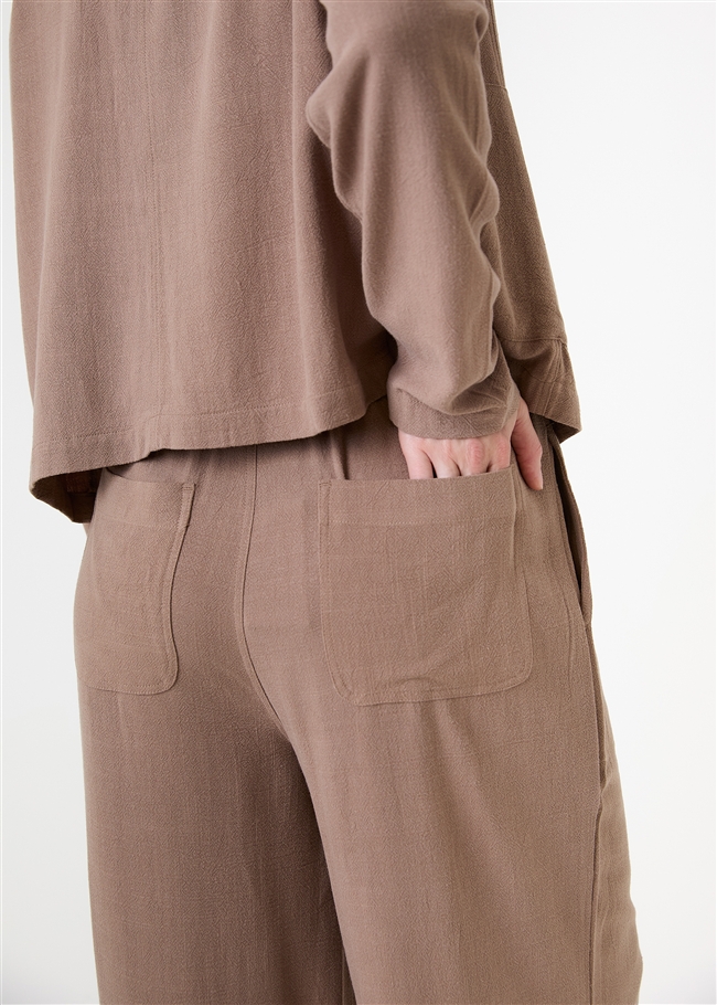 Linen Blend Wide Leg Palazzo Pants