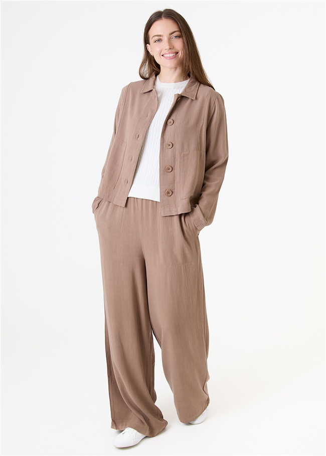 Linen Blend Wide Leg Palazzo Pants