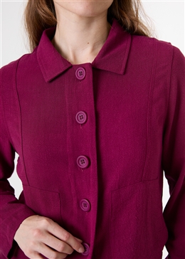 Linen Blend Patch Pocket Crop Jacket - Berry - general view