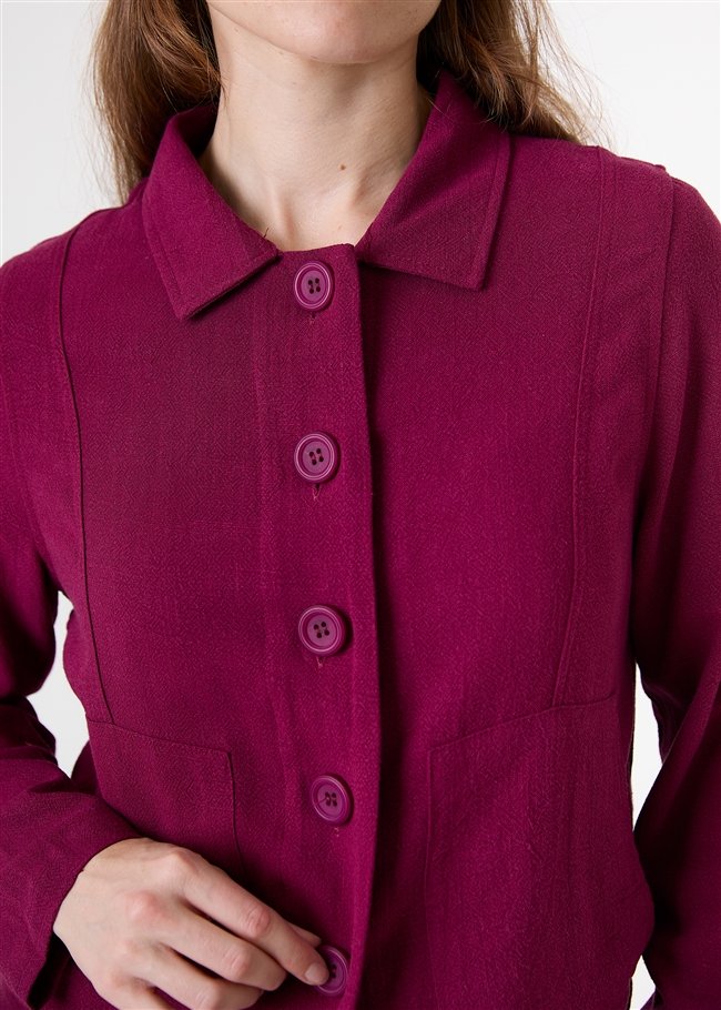 Linen Blend Patch Pocket Crop Jacket