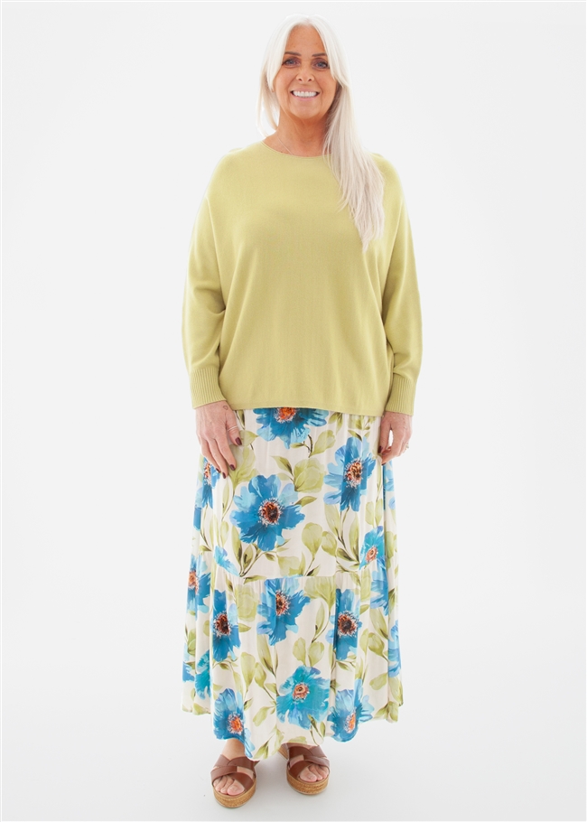 Cashmere Like Roll Trim Batwing Jumper