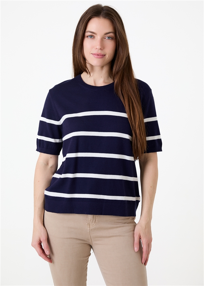 Stripe Crew Neck Short Sleeve Jumper