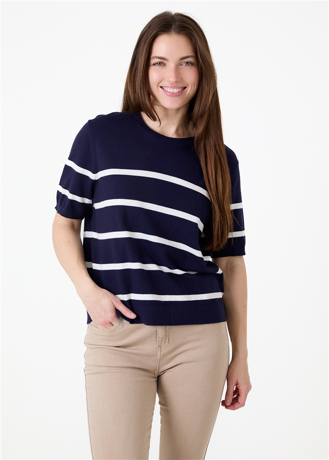 Stripe Crew Neck Short Sleeve Jumper