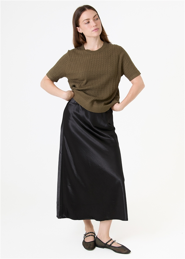 Cashmere Like Cable Short Sleeve Jumper