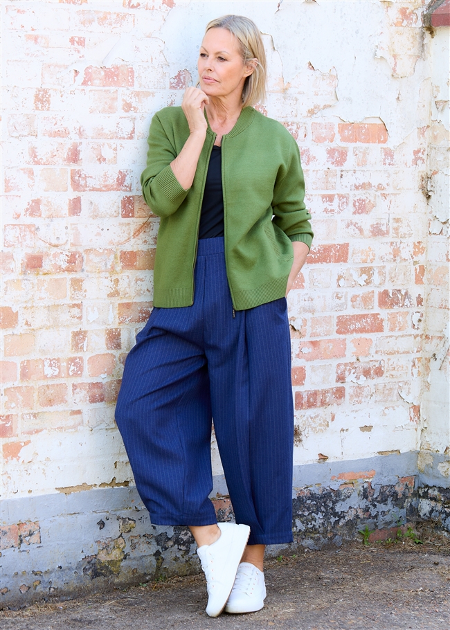 Cashmere Like Heavyweight Knit Bomber Jacket