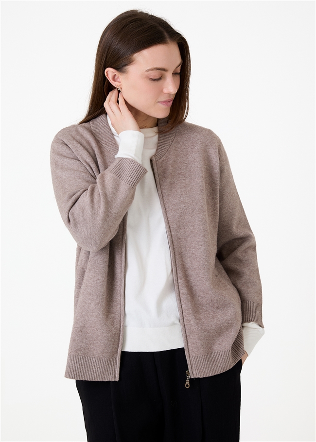 Cashmere Like Heavyweight Knit Bomber Jacket