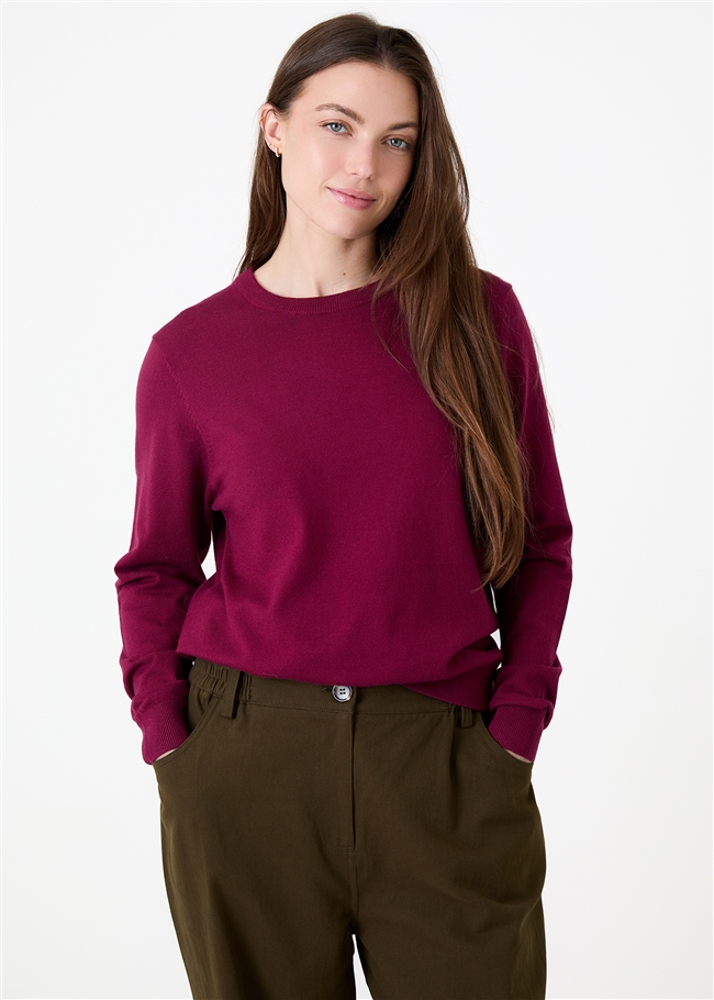 Fitted Crew Neck Long Sleeve Jumper