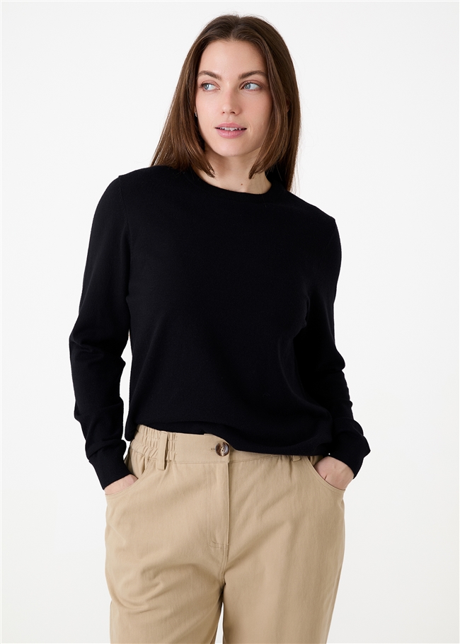 Fitted Crew Neck Long Sleeve Jumper