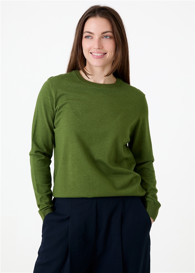 Fitted Crew Neck Long Sleeve Jumper