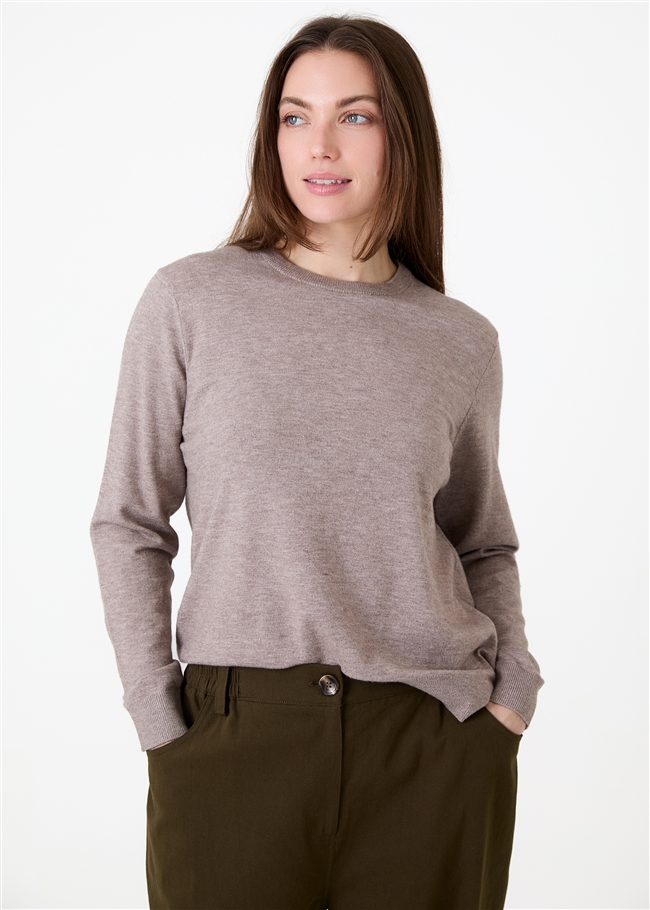 Fitted Crew Neck Long Sleeve Jumper