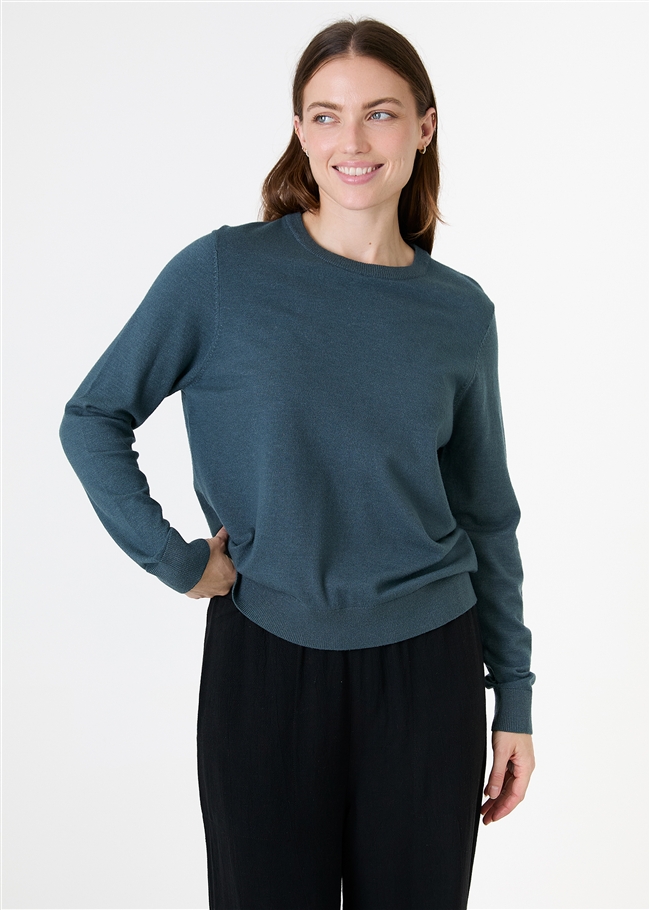 Fitted Crew Neck Long Sleeve Jumper