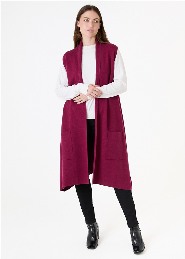Cashmere Like Doubleknit Roll Collar Gilet