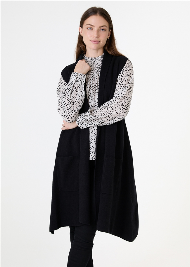 Cashmere Like Doubleknit Roll Collar Gilet