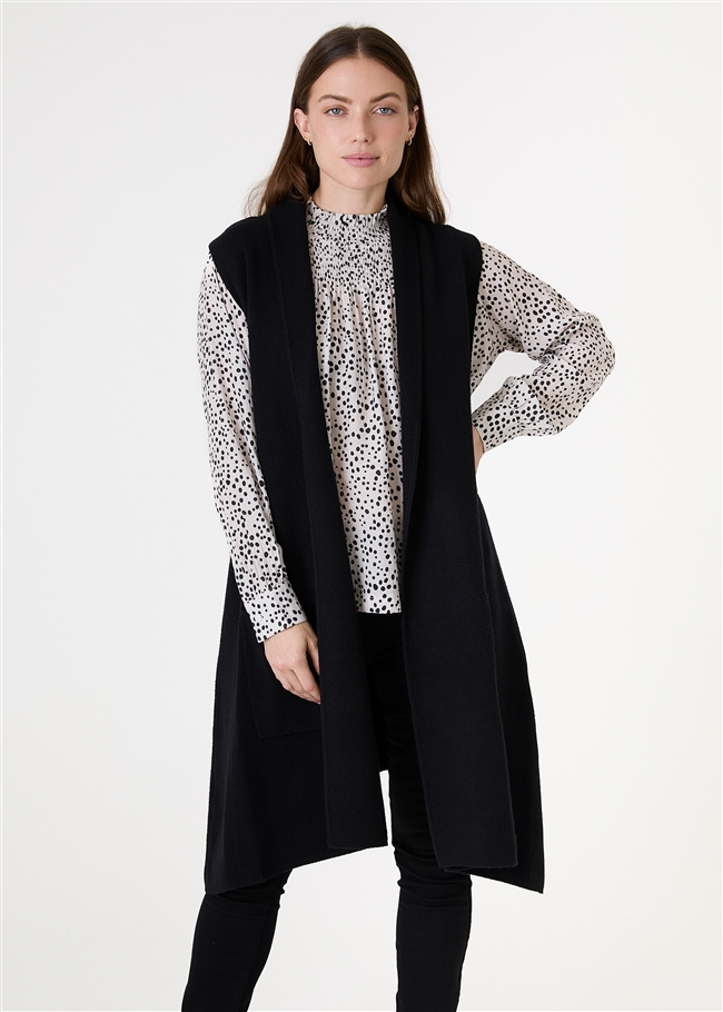 Cashmere Like Doubleknit Roll Collar Gilet