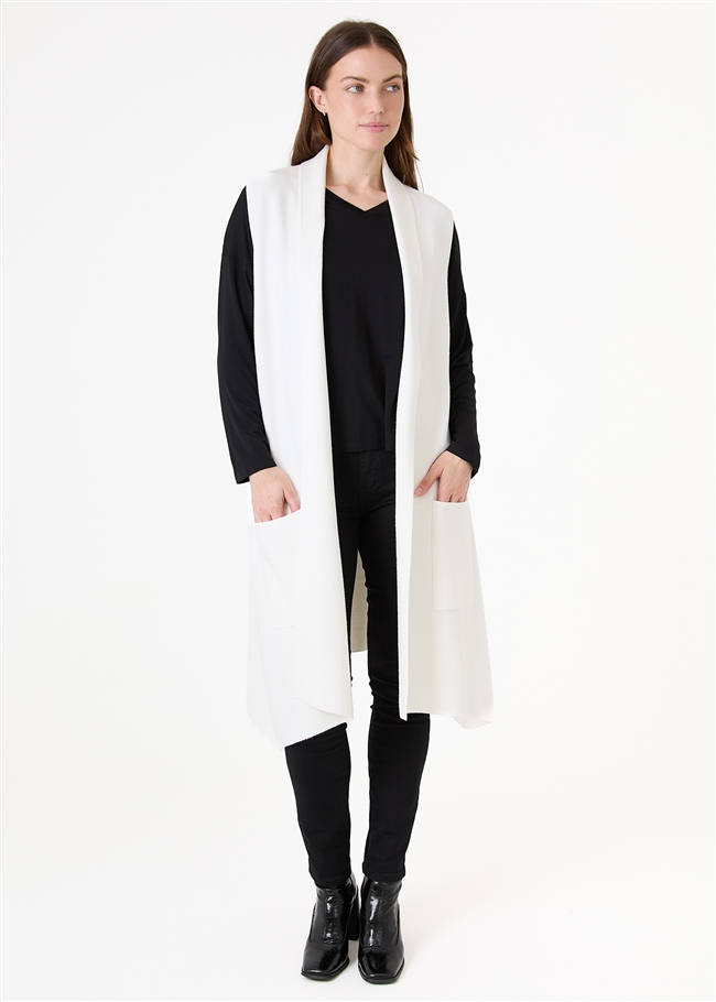 Cashmere Like Doubleknit Roll Collar Gilet