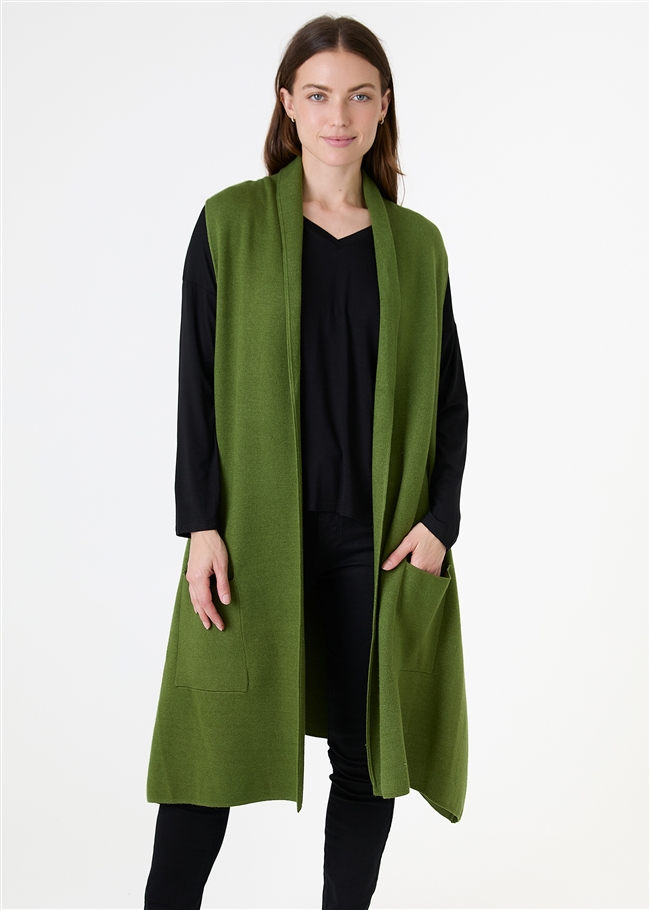 Cashmere Like Doubleknit Roll Collar Gilet