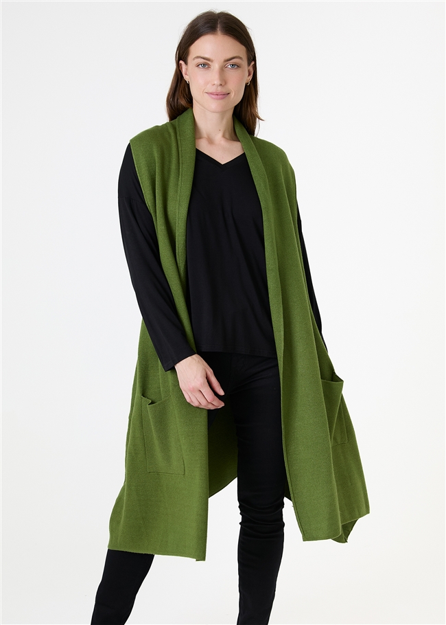Cashmere Like Doubleknit Roll Collar Gilet