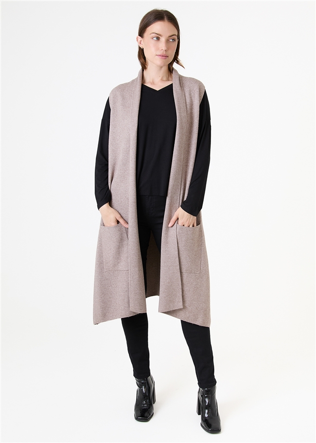 Cashmere Like Doubleknit Roll Collar Gilet