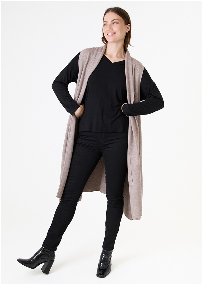 Cashmere Like Doubleknit Roll Collar Gilet