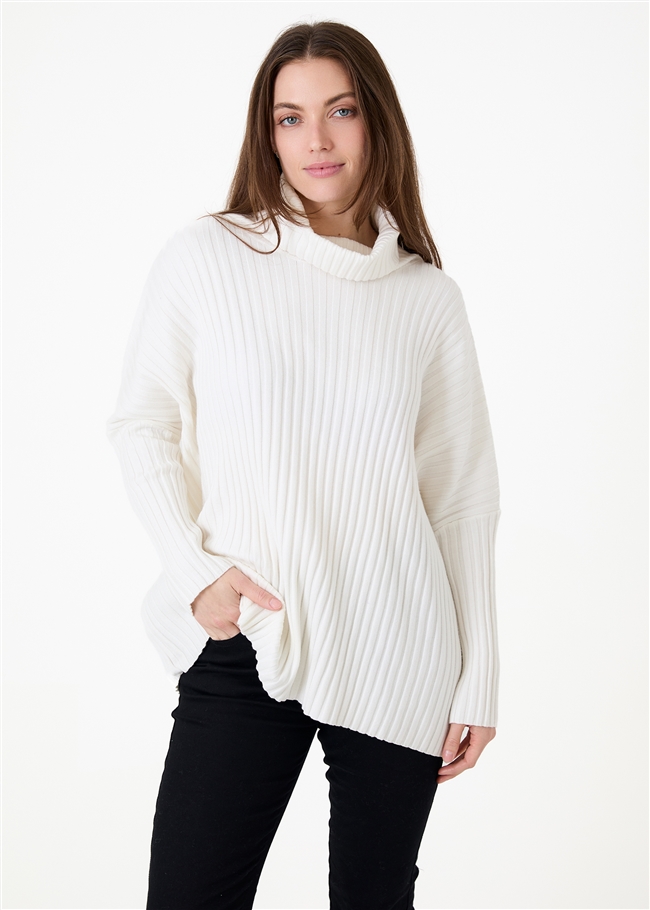 Chunky Rib Roll Neck Jumper