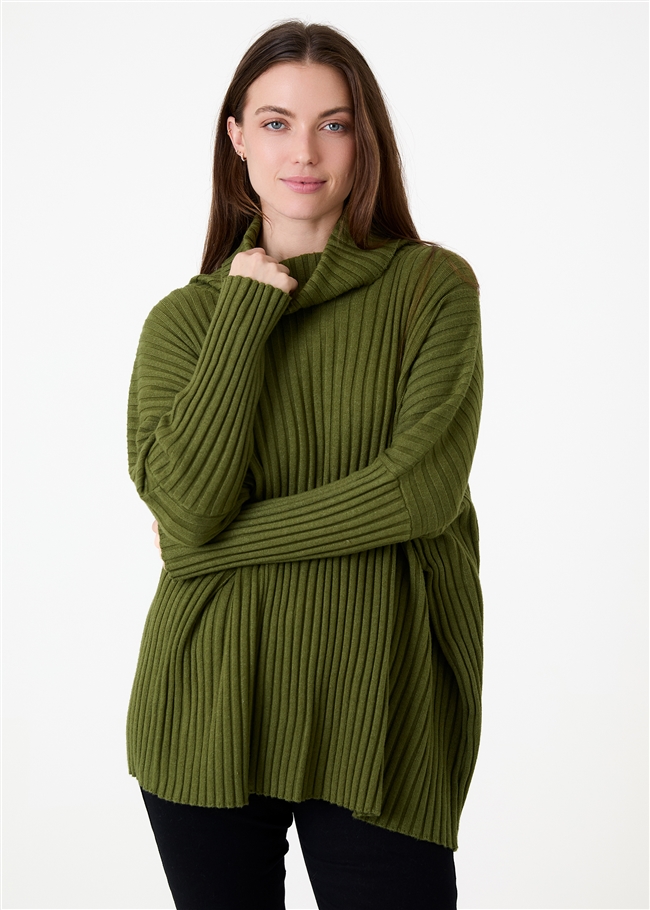 Chunky Rib Roll Neck Jumper