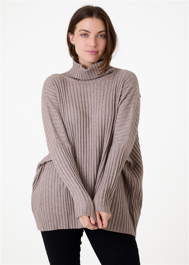 Chunky Rib Roll Neck Jumper
