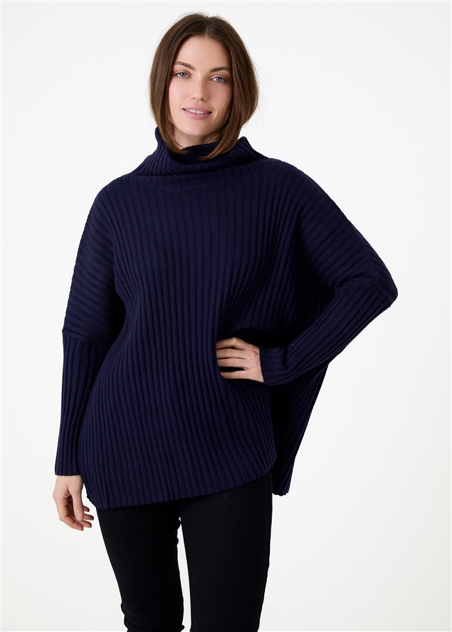 Chunky Rib Roll Neck Jumper