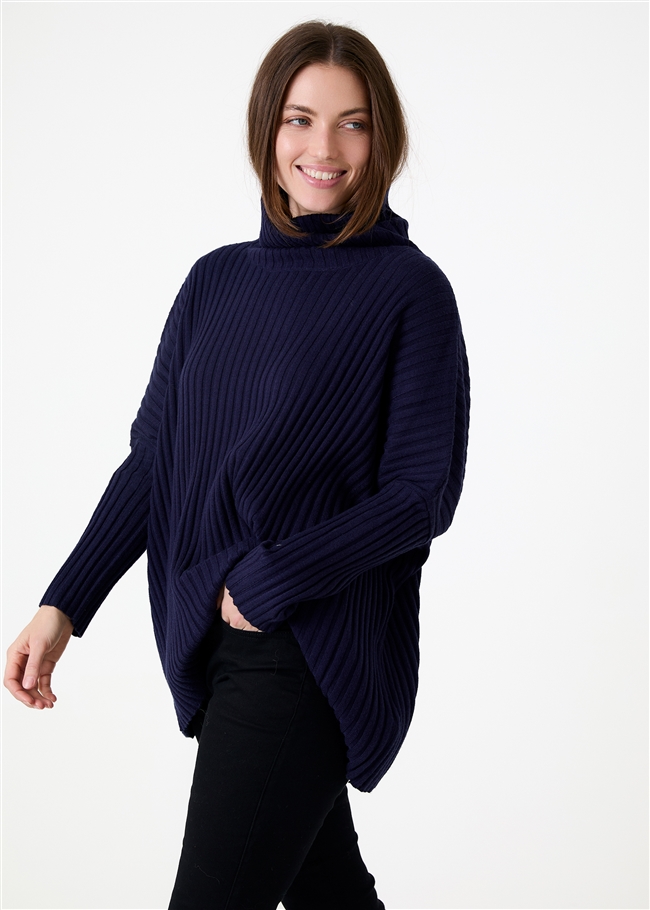 Chunky Rib Roll Neck Jumper