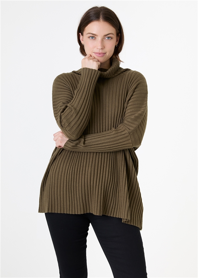 Chunky Rib Roll Neck Jumper